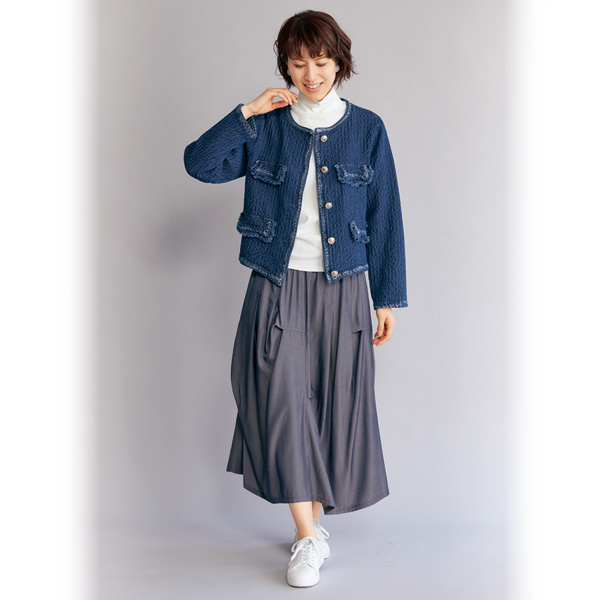 ツイード織デニム風ジャケット | 京都通販ミセスのファッション館・本店