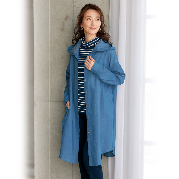 フード付ダンガリーシャツジャケット | 京都通販ミセスのファッション ...