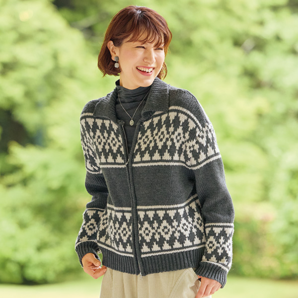 ノルディック柄ニットジャケット | 京都通販ミセスのファッション館・本店