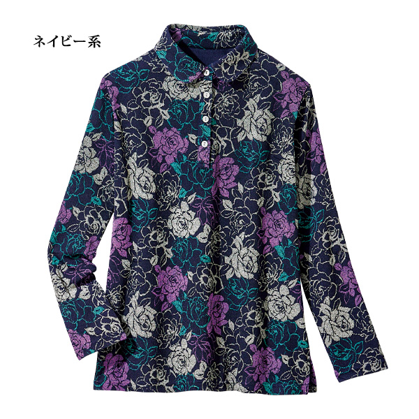バラ柄襟付オーバーブラウス | 京都通販ミセスのファッション館・本店