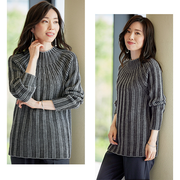 ホールガーメントストライプセーター | 京都通販ミセスのファッション ...