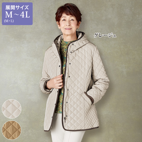 配色パイピング使いキルトジャケット / 大きいサイズ M LL 4L | 京都
