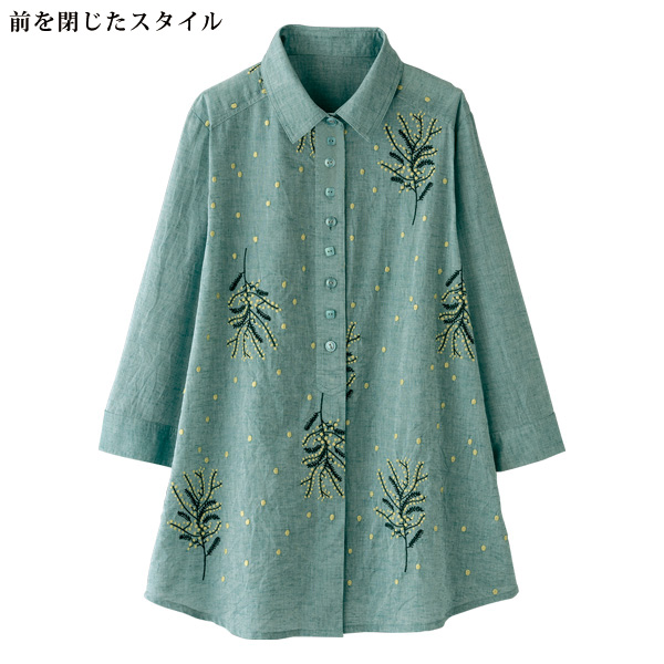 芽風新品未使用 個性的 お花刺繍デザイン シャツ ブラウス ジャケット 日本製