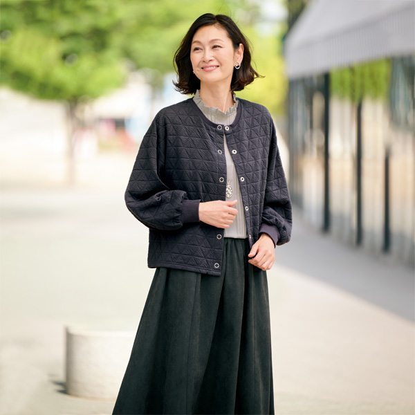 キルティング風カットソージャケット | 京都通販ミセスのファッション ...