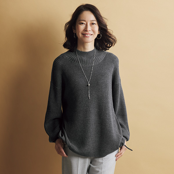 異素材使い畦編みセーター | 京都通販ミセスのファッション館・本店