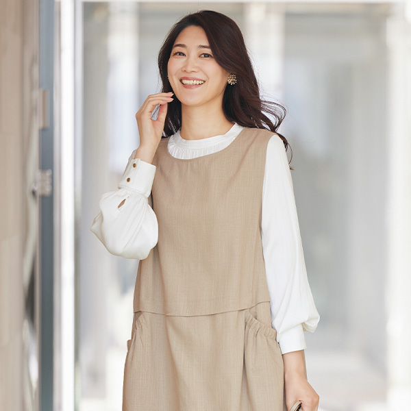 麻混ジャンパースカート | 京都通販ミセスのファッション館・本店