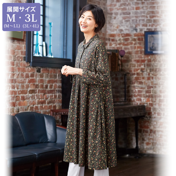 総柄ワンピース / 大きいサイズ M 3L | 京都通販ミセスのファッション