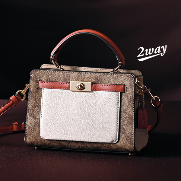 コーチ キャリーケース シグネチャー 2輪 キャンバス レザー ベージュ