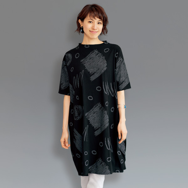 幾何学柄プリントチュニック | 京都通販ミセスのファッション館・本店