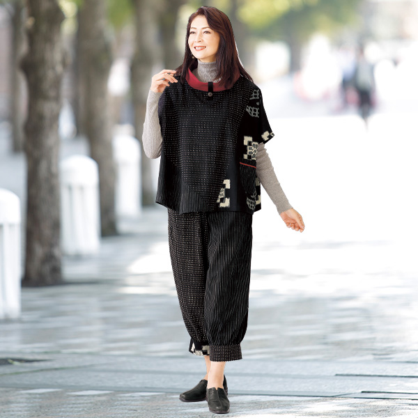 雪ん子絣プリントリラックスベスト◎ | 京都通販ミセスのファッション ...