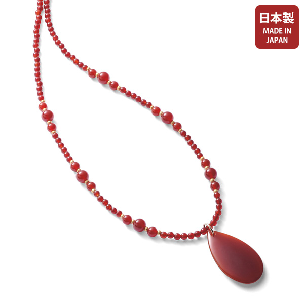 しずく型天然石デザインネックレス 赤メノウ | 京都通販ミセスの 